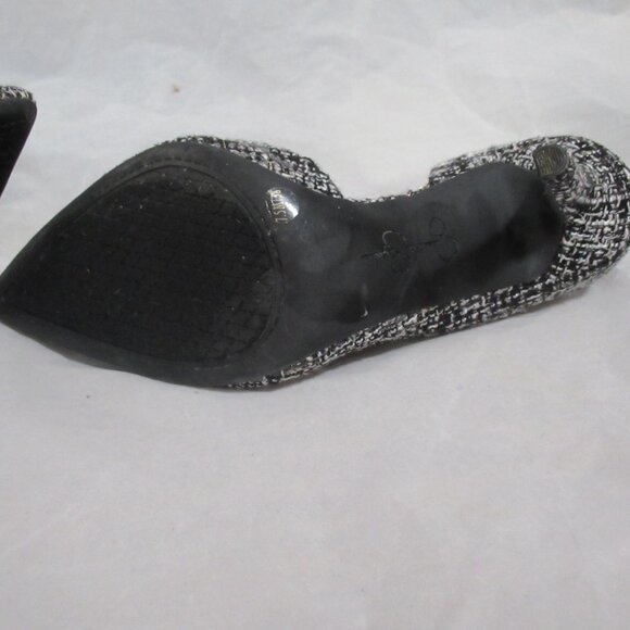 Share Jessica Simpson Pointed Toe High Heel Pumps black white tweed Gold sparkle - Picture 6 of 9